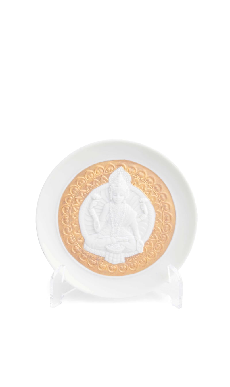 

Goddess Lakshmi Decorative Plate, White