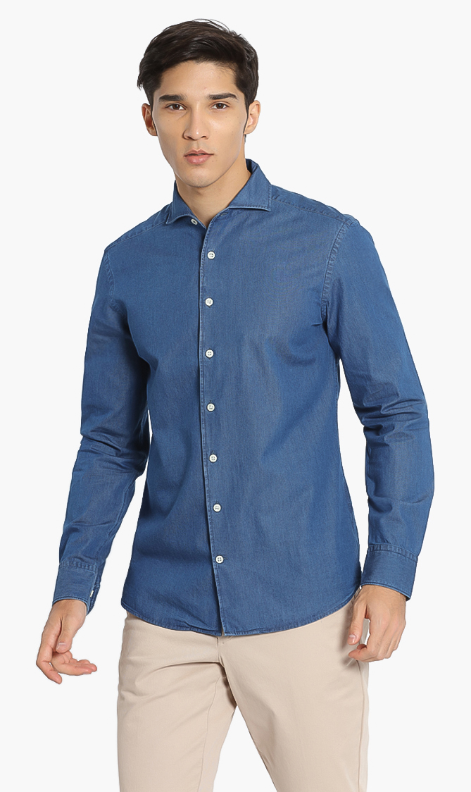 

Hackett London Plain Denim Slim Fit Shirt