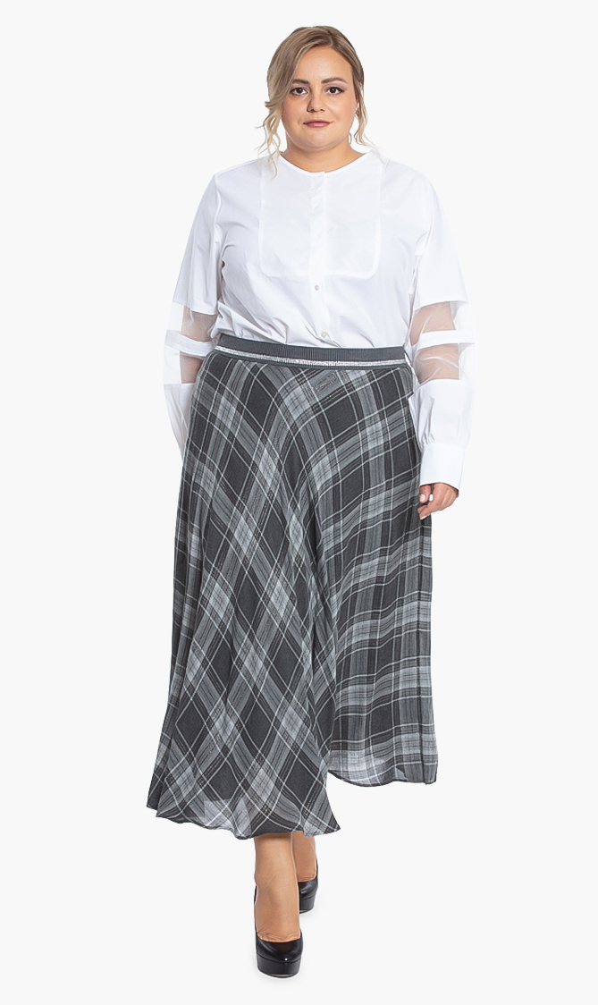 

Marina Rinaldi Caprera Plaid Maxi Skirt