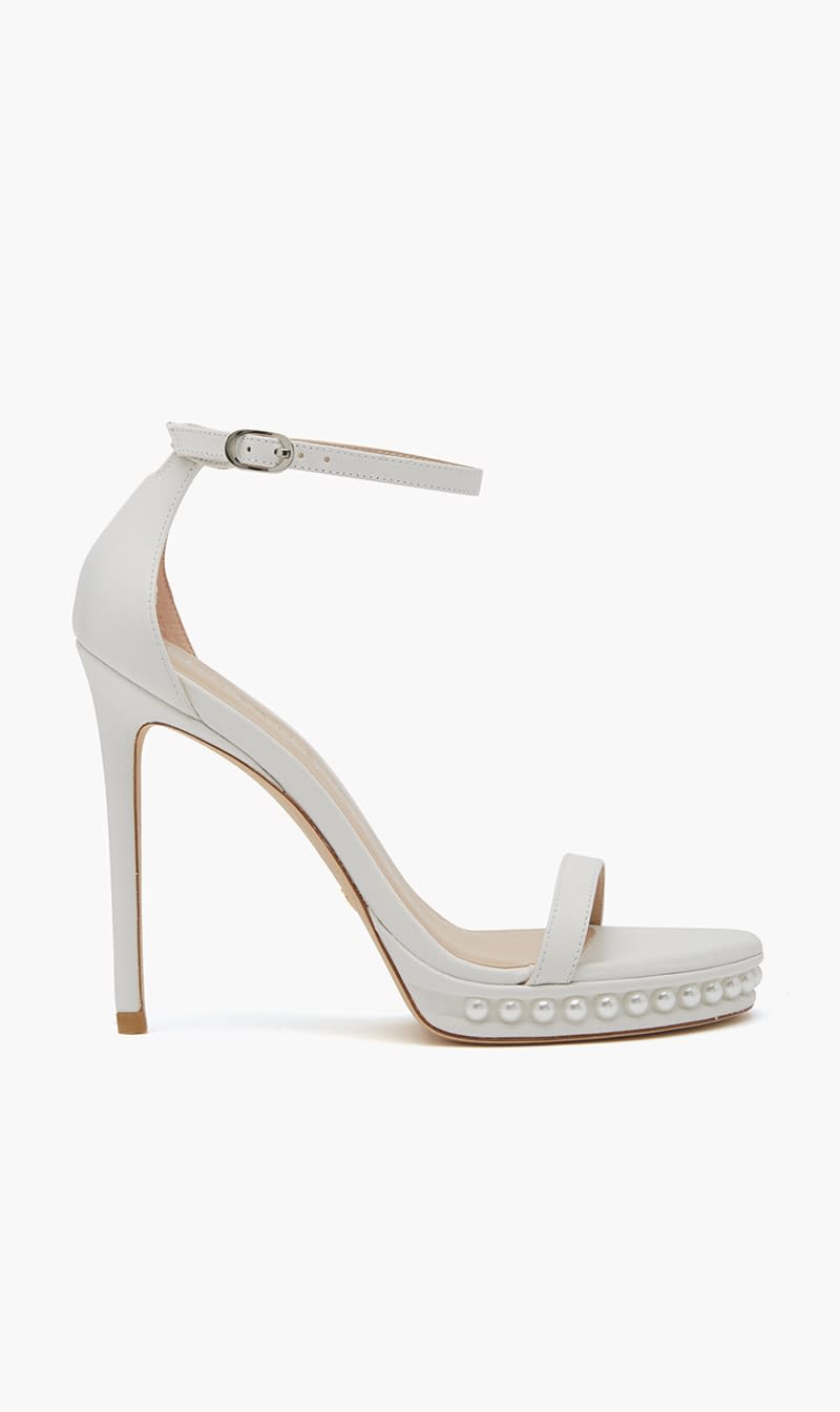 

Stuart Weitzman Silver Pearl Sandal for Women | The Deal Outlet