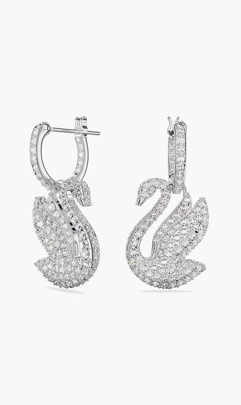 

Swarovski Others Sjc Iconic Swan Pe Hoop Earrings Whi/rhs for Women | The Deal Outlet