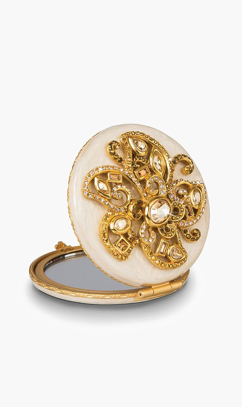 

Elizabeth Flower Jeweled Compact, Gold