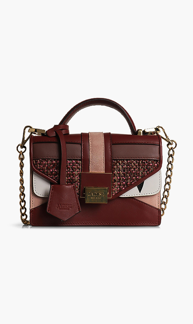 

Jadise Cartella Mini Tweed Leather Crossbody Bag