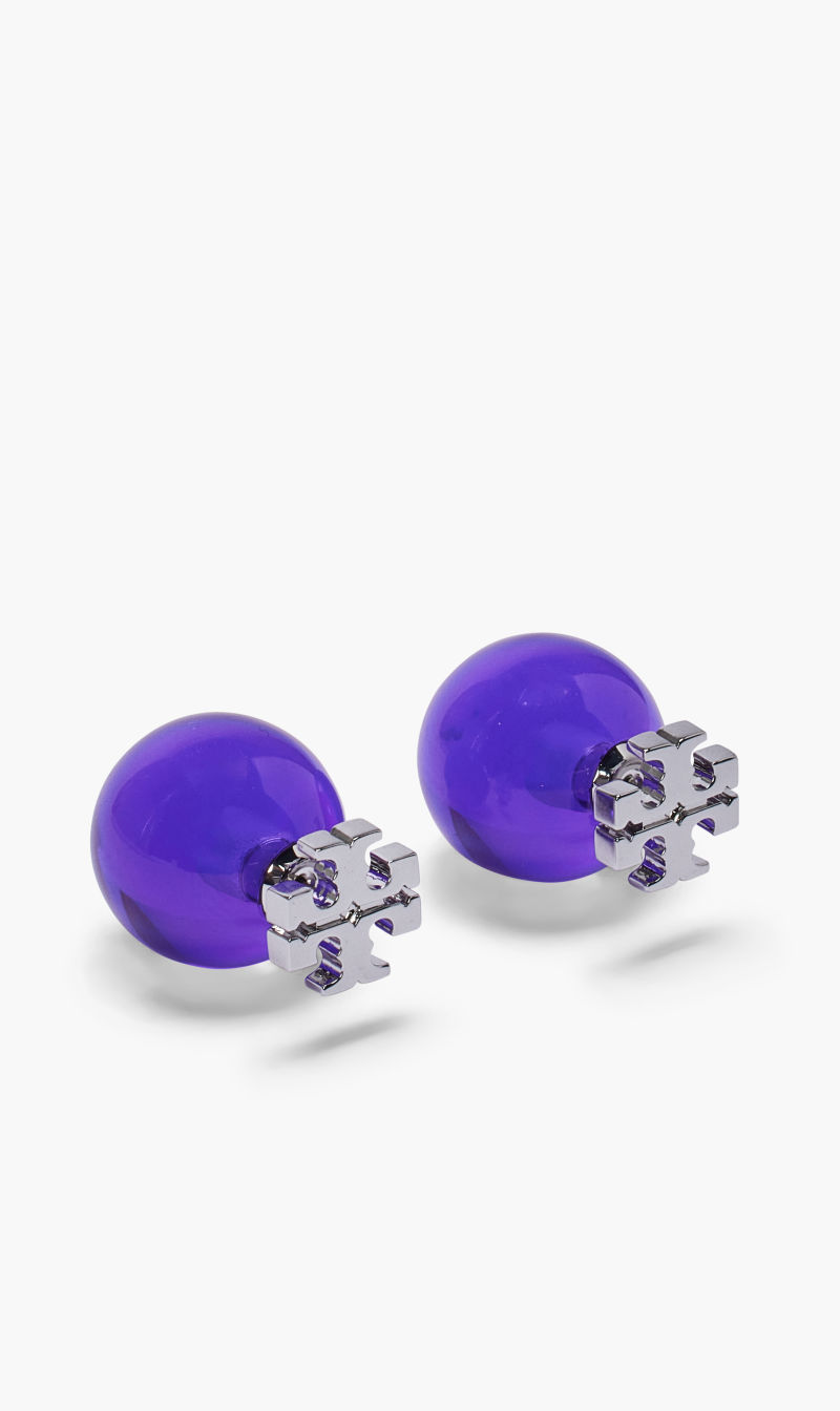 

Resin Logo Double-stud Earring, Purple