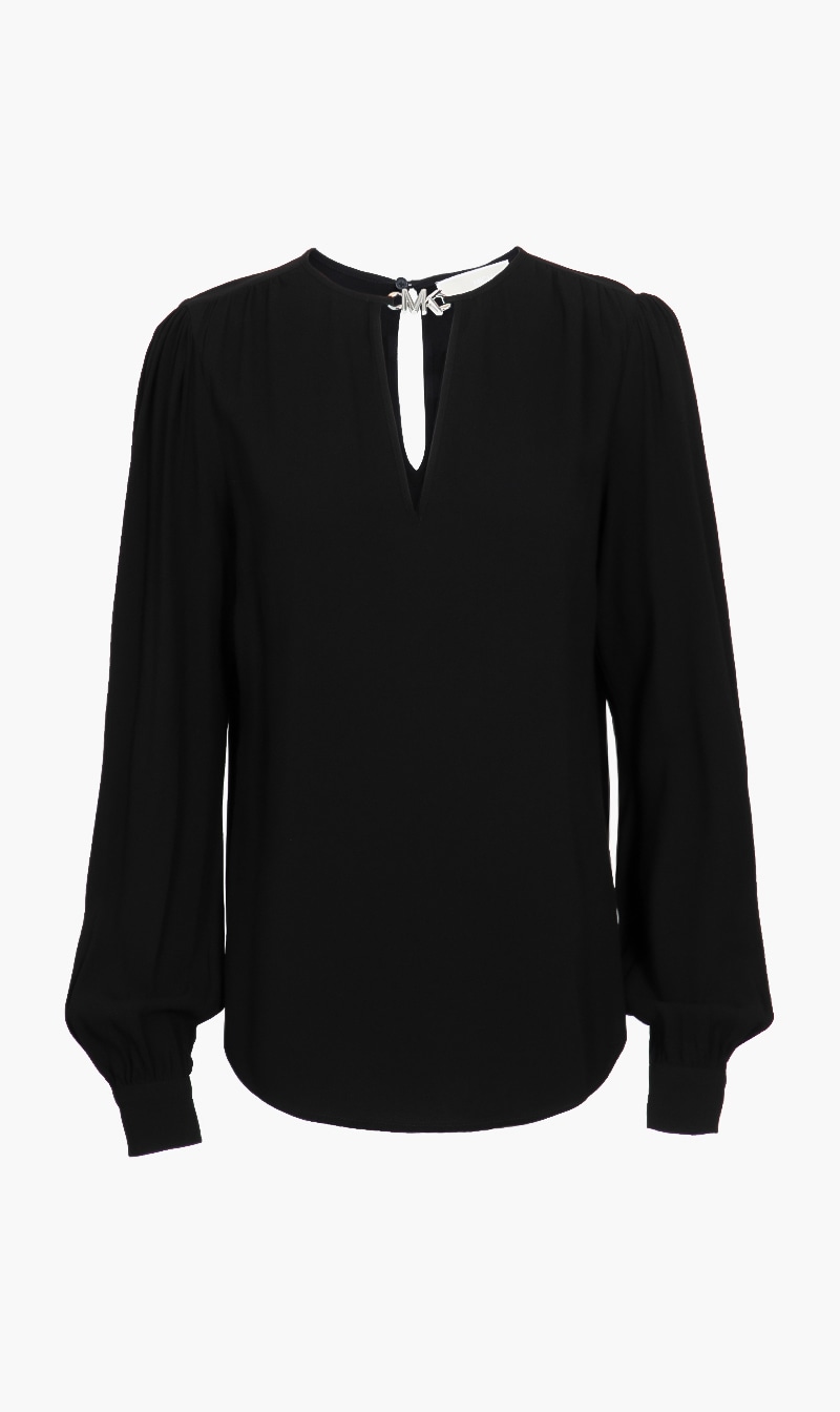 

Michael Kors Black Long Puff Sleeve Blouse for Women | The Deal Outlet