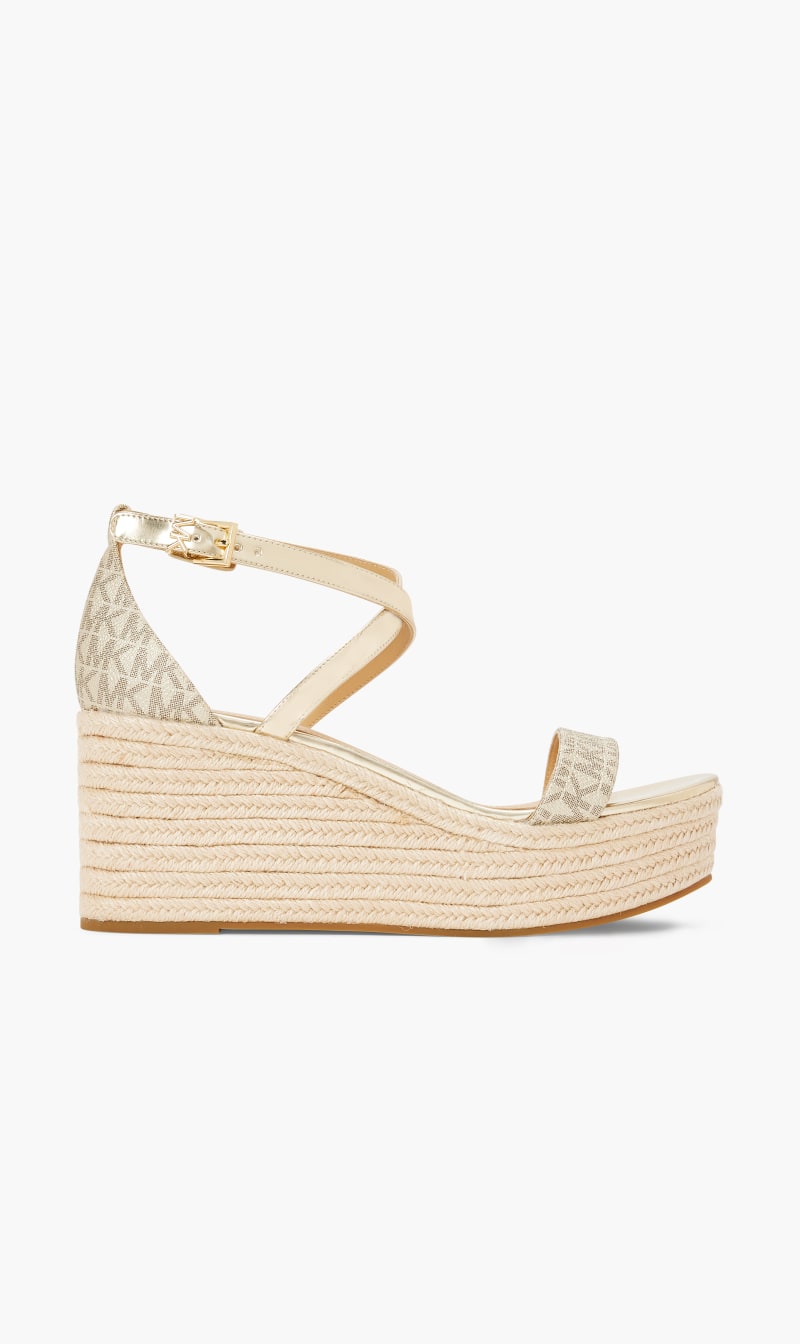 

Michael Kors Gold Serena Wedge Espadrille for Women | The Deal Outlet