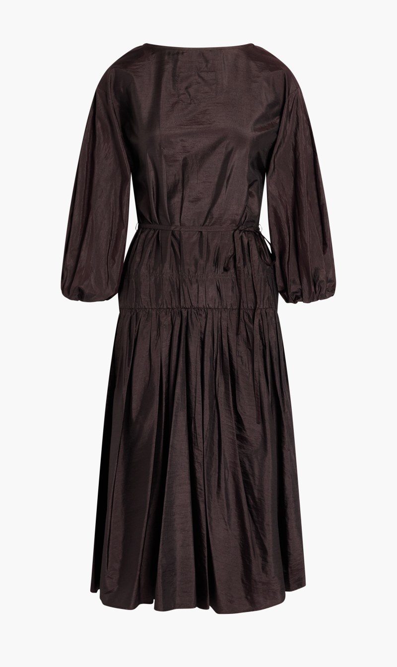 

Jil Sander Brown Boat Neck Midi Dress for Women | The Deal Outlet
