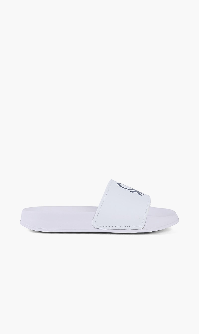 

United Colors Of Benetton White Mack Logo Slides | The Deal Outlet