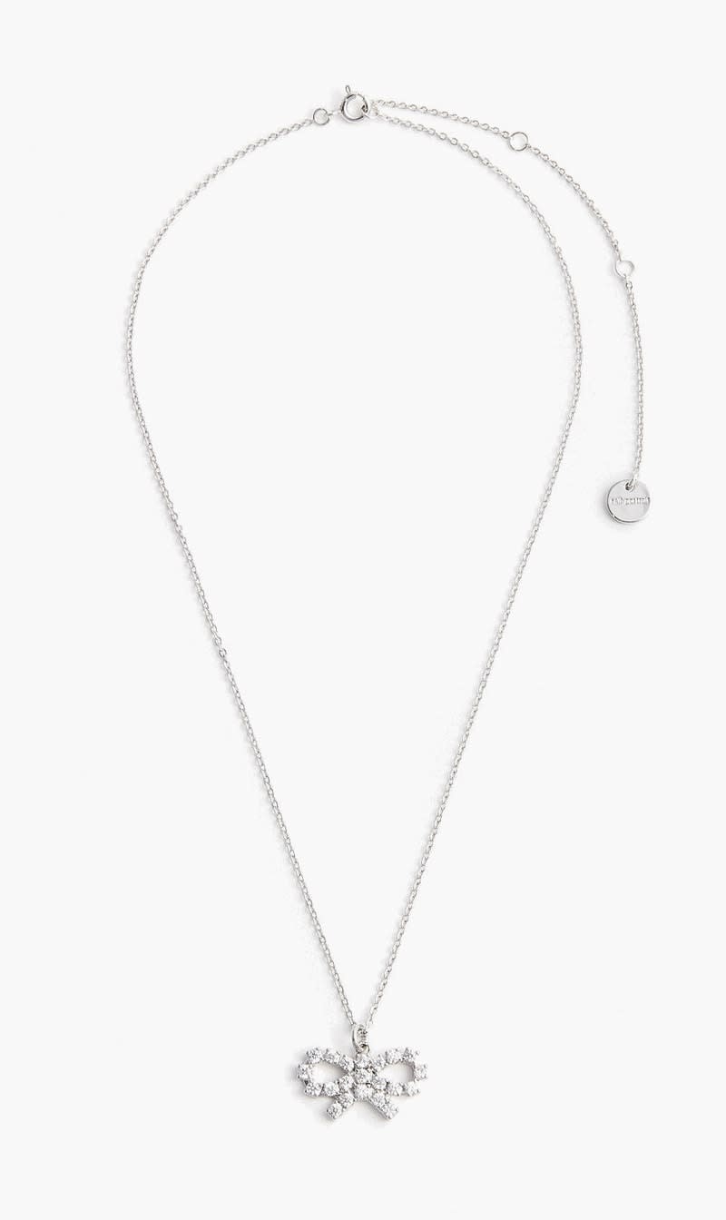 Self-portrait Silver Micro Crystal Bow Necklace for Women