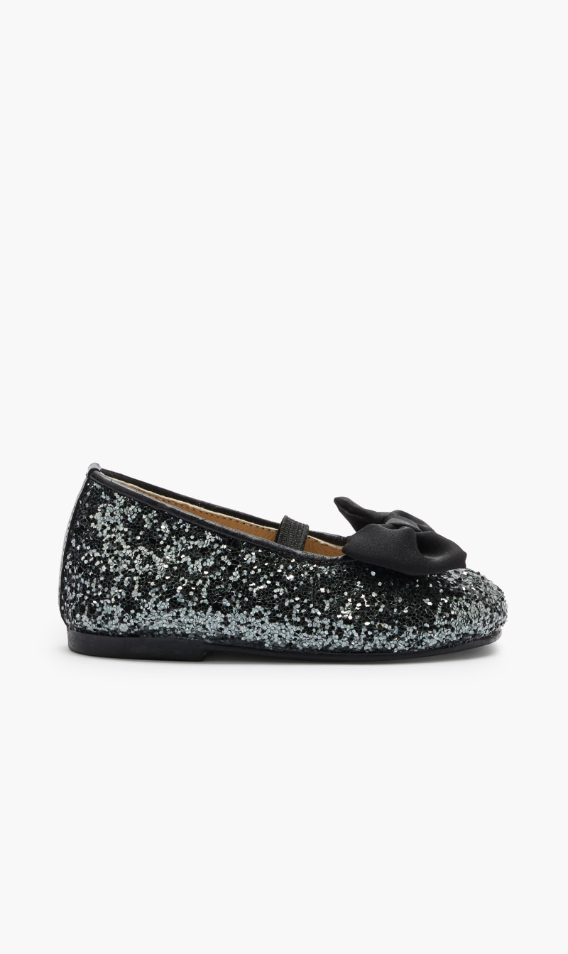 

Babywalker Black Handmade Bow Embellished Glitter Fabric Ballerina for Kids | The Deal Outlet