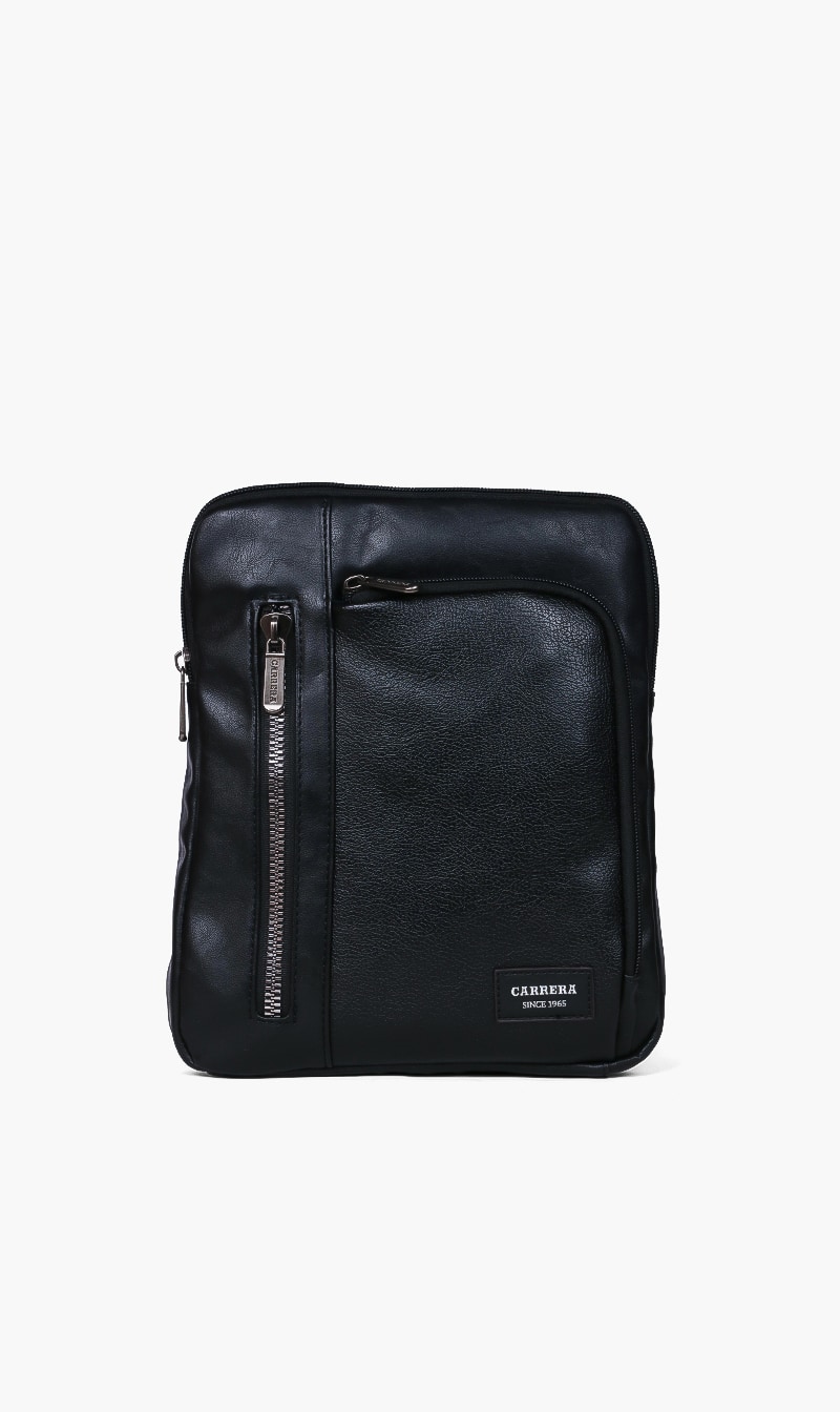 

Zipper Leather Crossbody Bag, Black