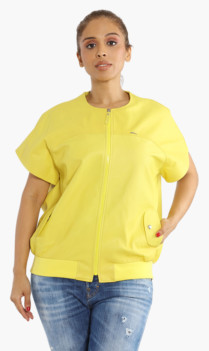 

Longchamp Short Sleeves Leather Jacket