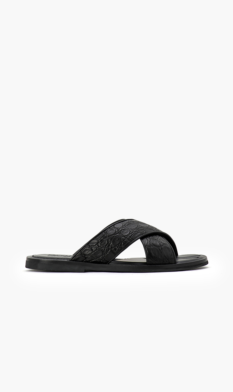 

Salvatore Ferragamo Nero Leather Slides