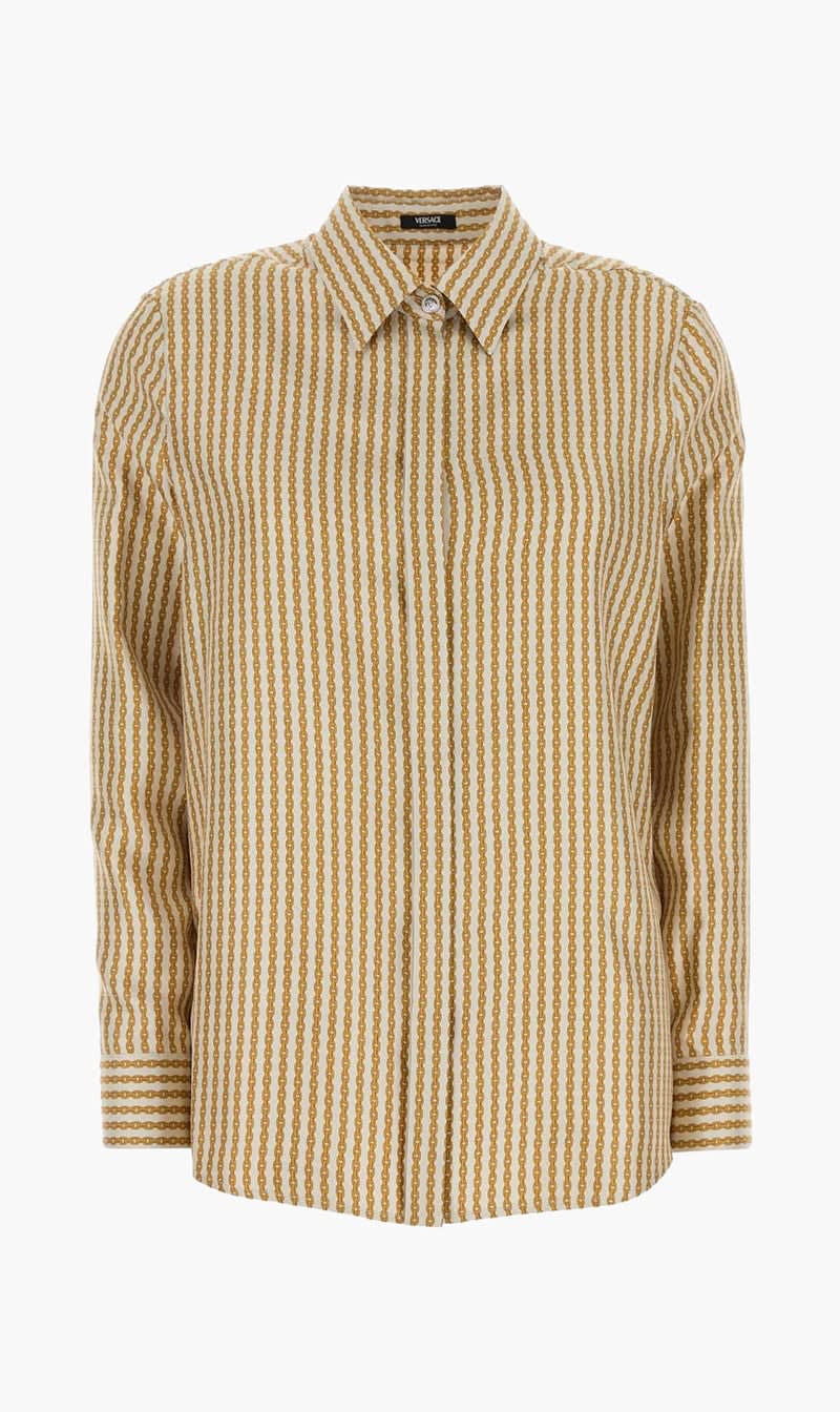 

Versace Gold formal Shirt Pinstripe Chain On Responsible Silk Twill for Women | The Deal Outlet