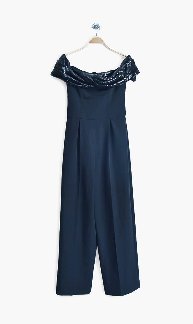 

Ingie Paris Black Drape Neck Jumpsuit for Women | The Deal Outlet