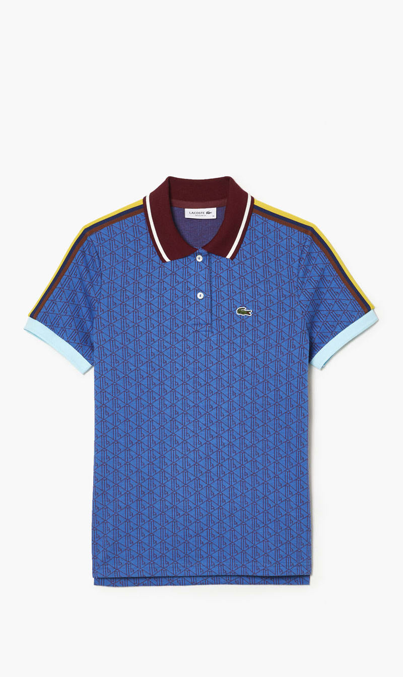 

Lacoste Blue Monogram Jacquard Polo Shirt for Women | The Deal Outlet