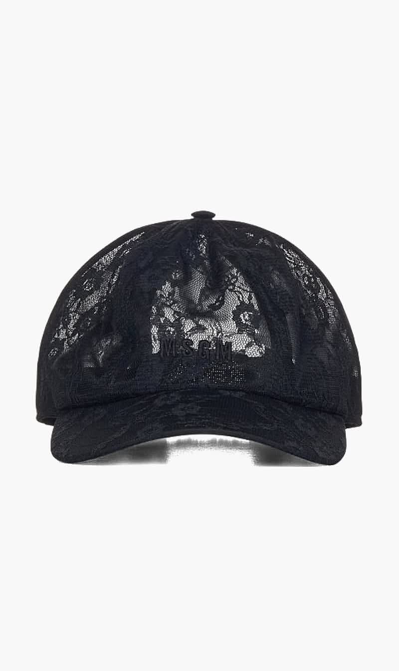 

Msgm Black Transparent Floral Lace Baseball Cap for Women | The Deal Outlet