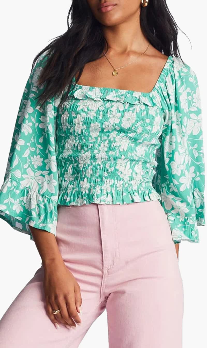 Billabong Multi-color Be My Babe Bell Sleeve Top for Women
