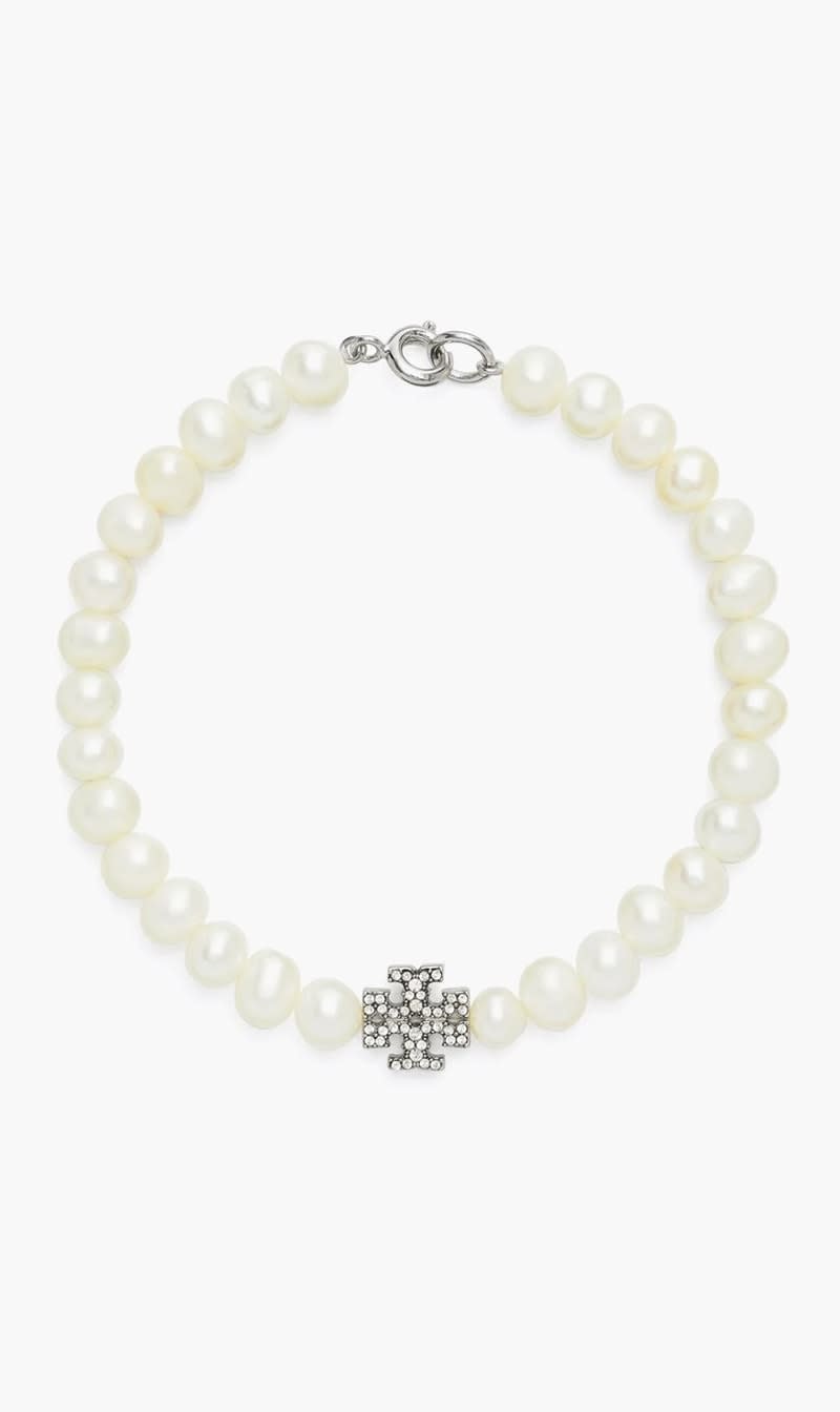 

Tory Burch Silver Kira Pearl Bracelet for Women | The Deal Outlet