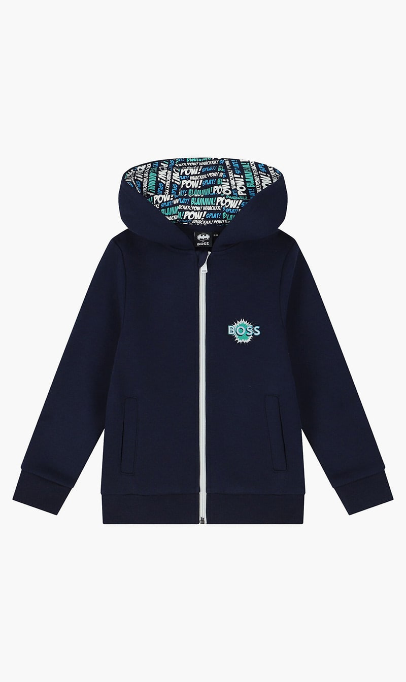 

Hugo Boss Blue Logo Hooded Zip Up Top for Boys | The Deal Outlet