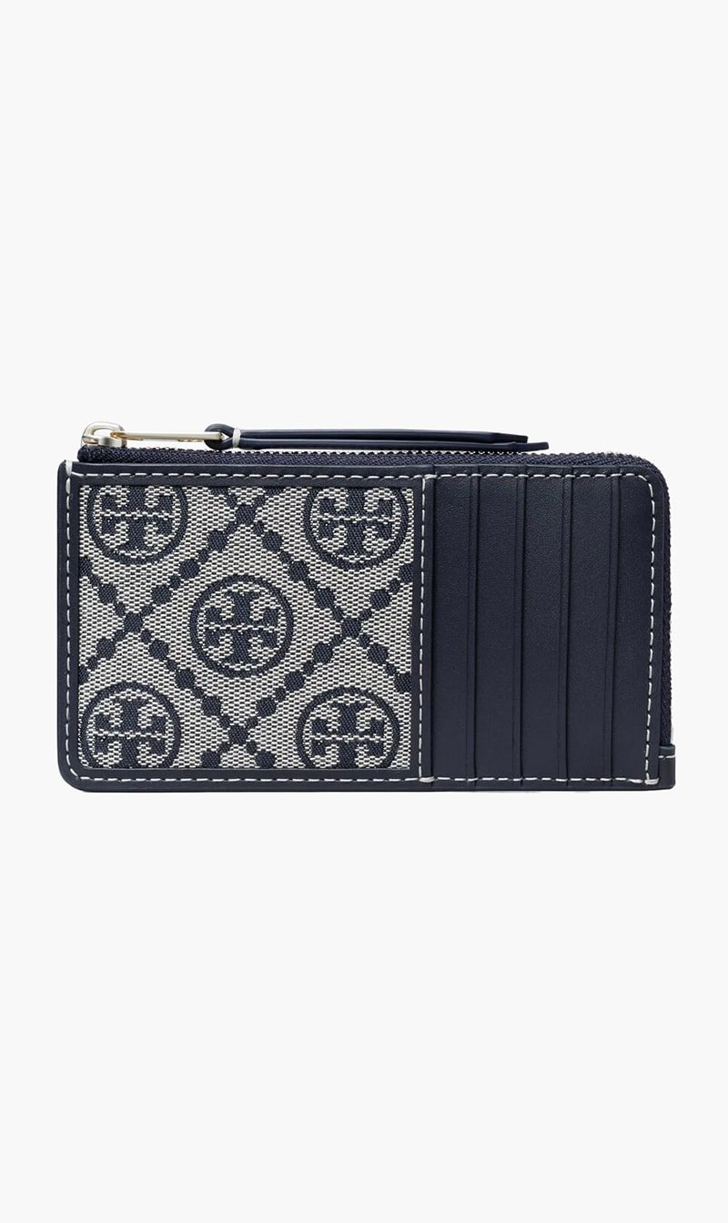 

Tory Burch Blue T Monogram Zip Card Case for Women | The Deal Outlet