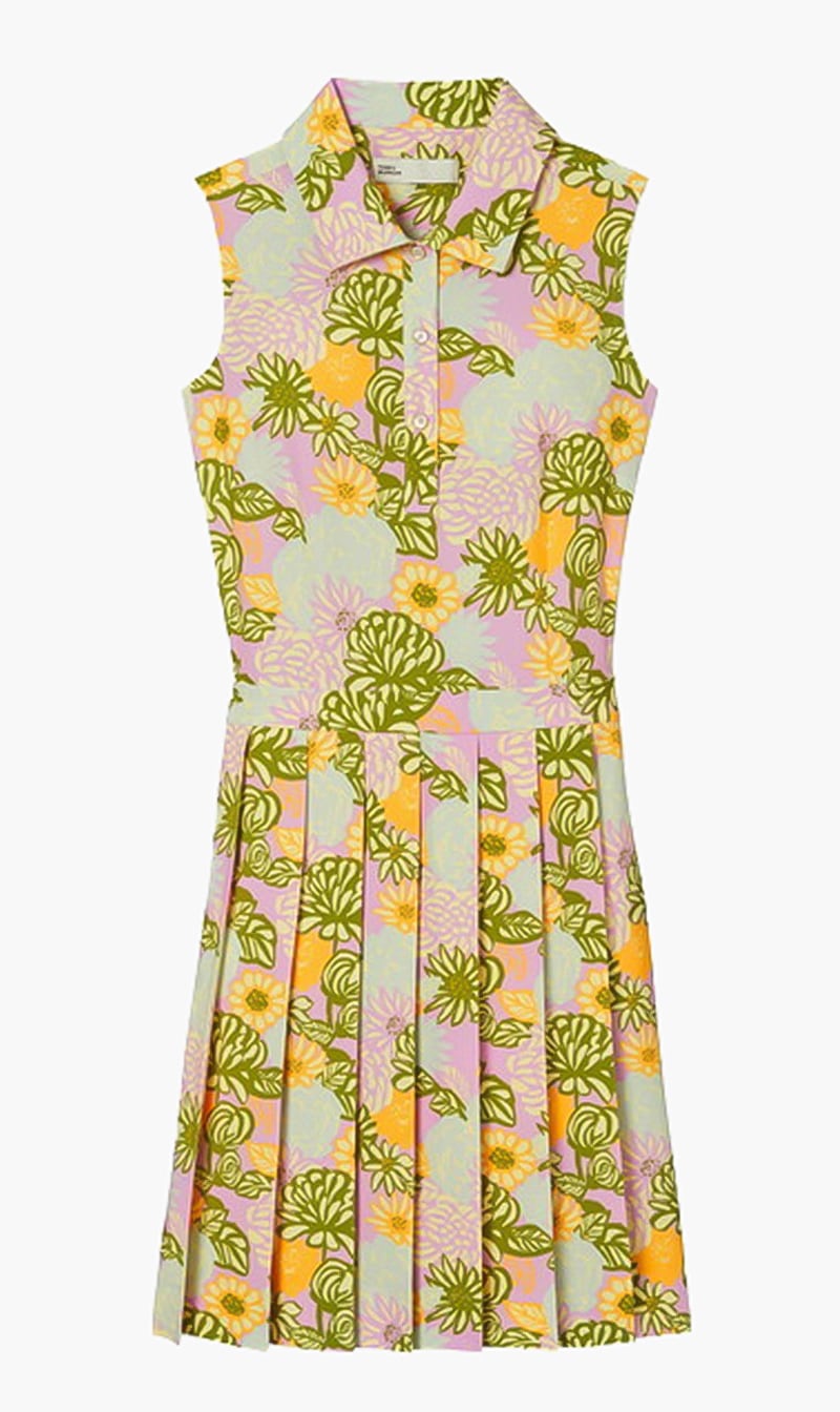 

Tory Burch Pink Printed Performance Pleated Golf Dress for Women | The Deal Outlet