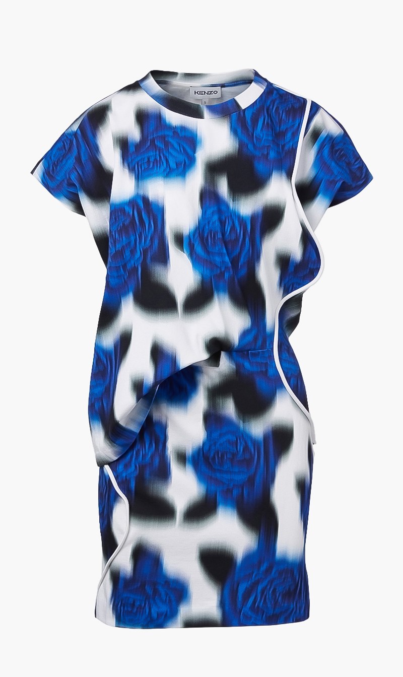 

Printed Back Cut Dress, Blue