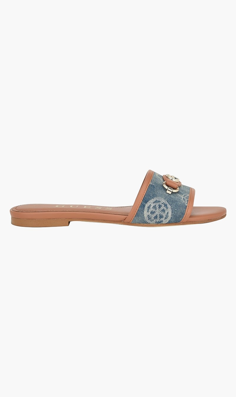 

Guess Blue 4g Logo Flat Sandals for Women | The Deal Outlet