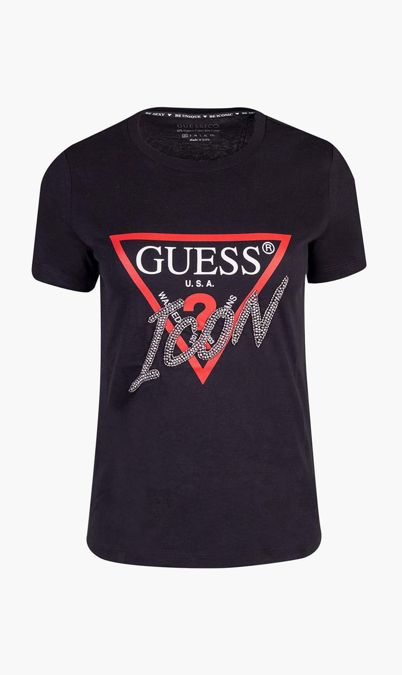 

Guess Black Ss Cn Icon Tee for Women | The Deal Outlet