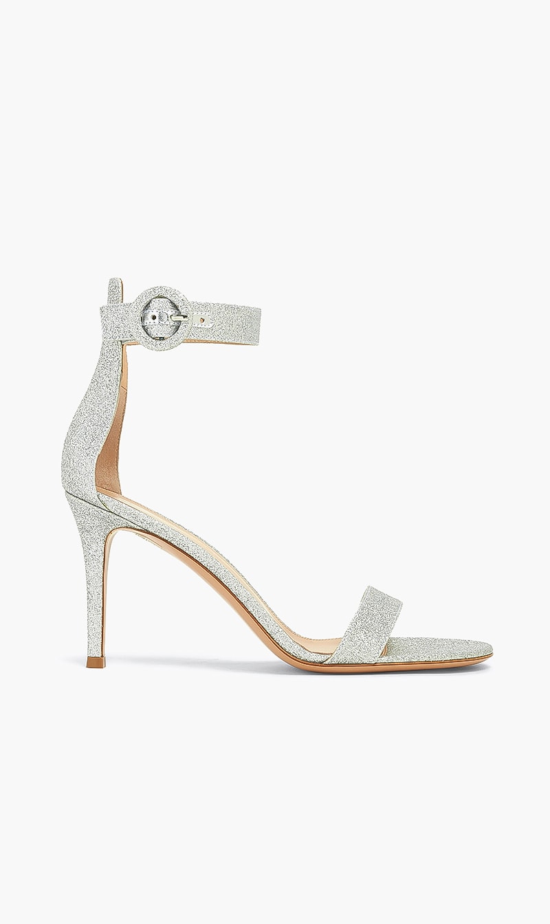 

Gianvito Rossi Silver Portofino Heels for Women | The Deal Outlet