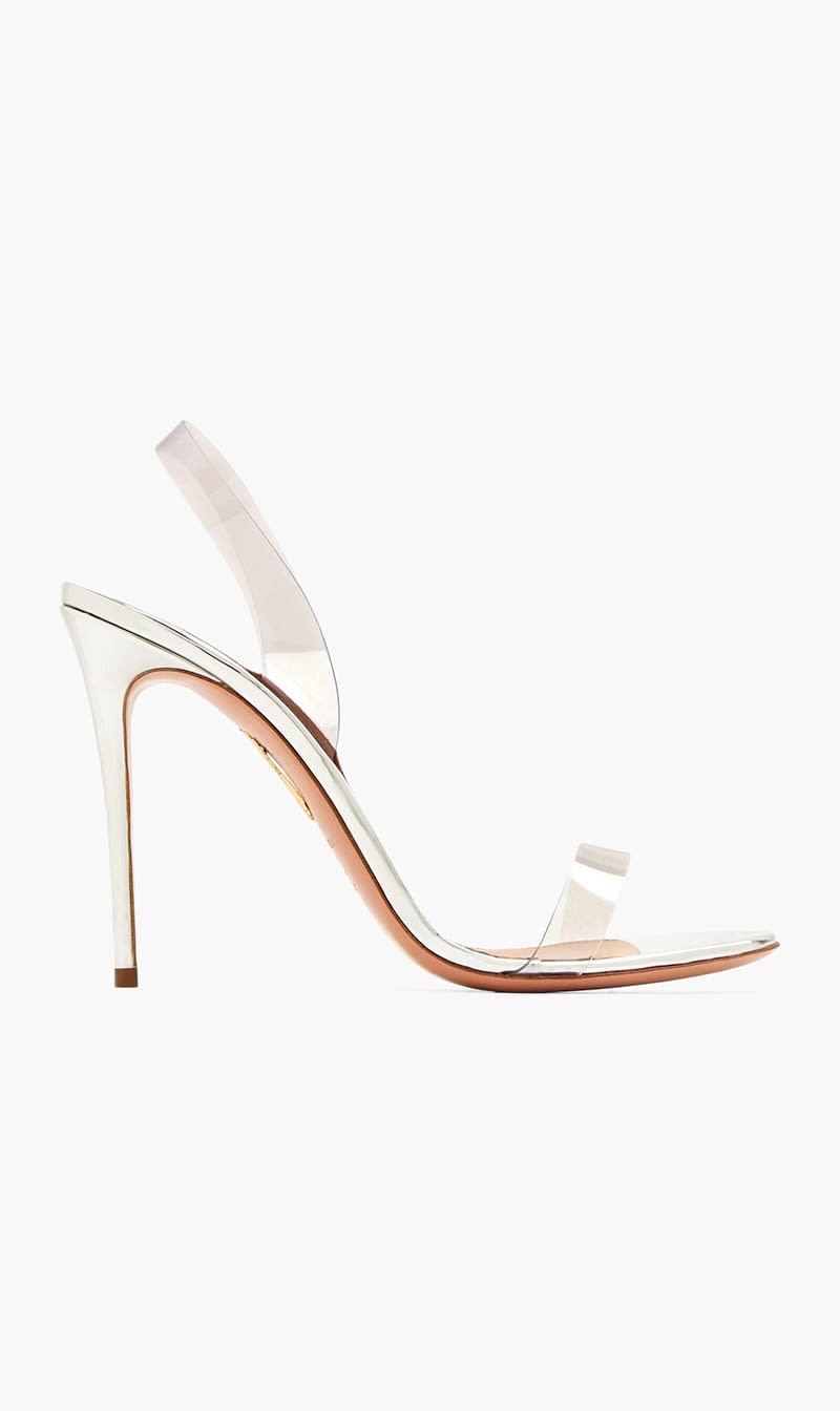 

Aquazzura Firenze White So Nude Plexi Sandals for Women | The Deal Outlet