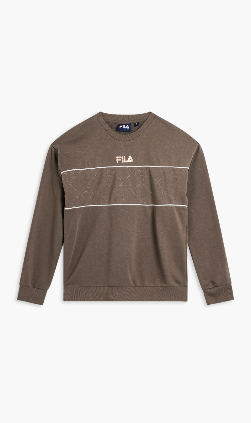 

Fila Brown Crew Neck W Printed Panel And Cnt Piping for Women | The Deal Outlet