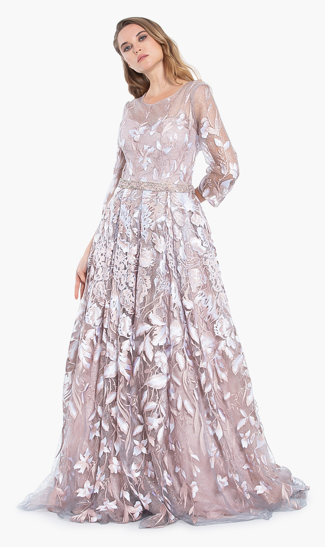 

Floral Embroidery Long Evening Gown