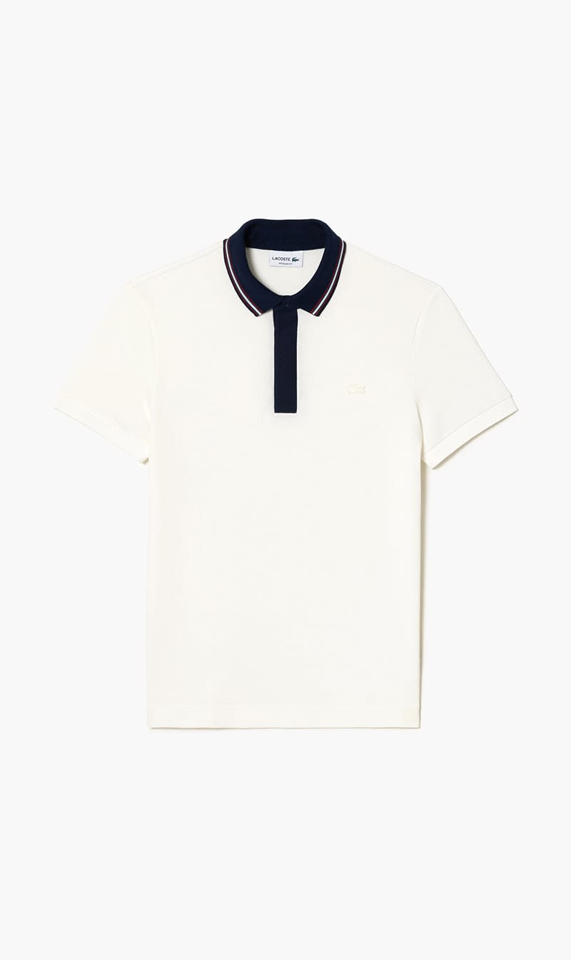 

Lacoste White Short Sleeved Ribbed Collar Shirt for Men | The Deal Outlet