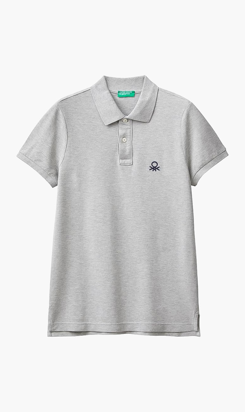 Grey United Colors Of Benetton Blue Slim Fit Polo Shirt for Men