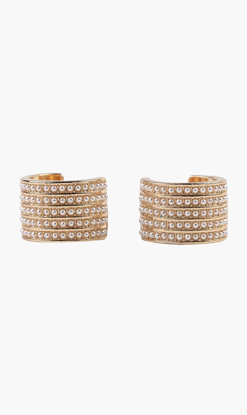 

Kenneth Jay Lane Gold Hoop Studded Earring With Pearls for Women | The Deal Outlet