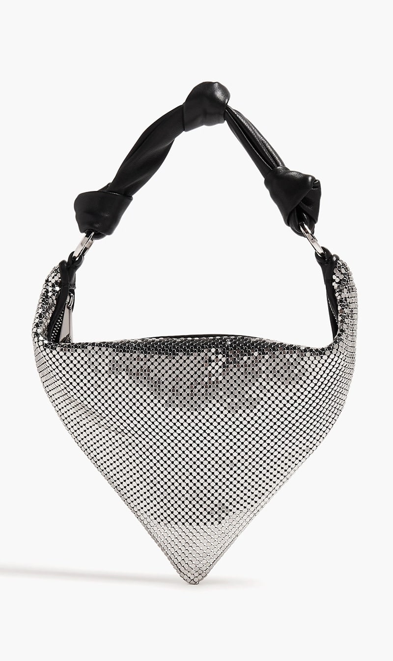 

Amina Muaddi Black Mini Cameron Metal Mesh Metal Mesh Black & Gun Metal Hardware - New Style for Women | The Deal Outlet