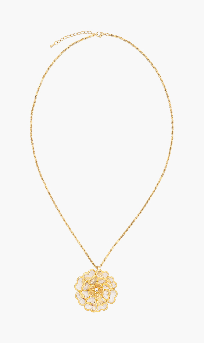 

Floral Crystal Pendant, Gold