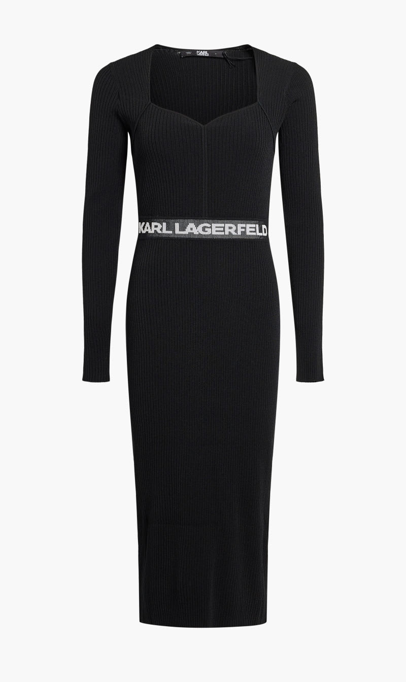 

Karl Lagerfeld Black Lslv Logo Knit Dress for Women | The Deal Outlet