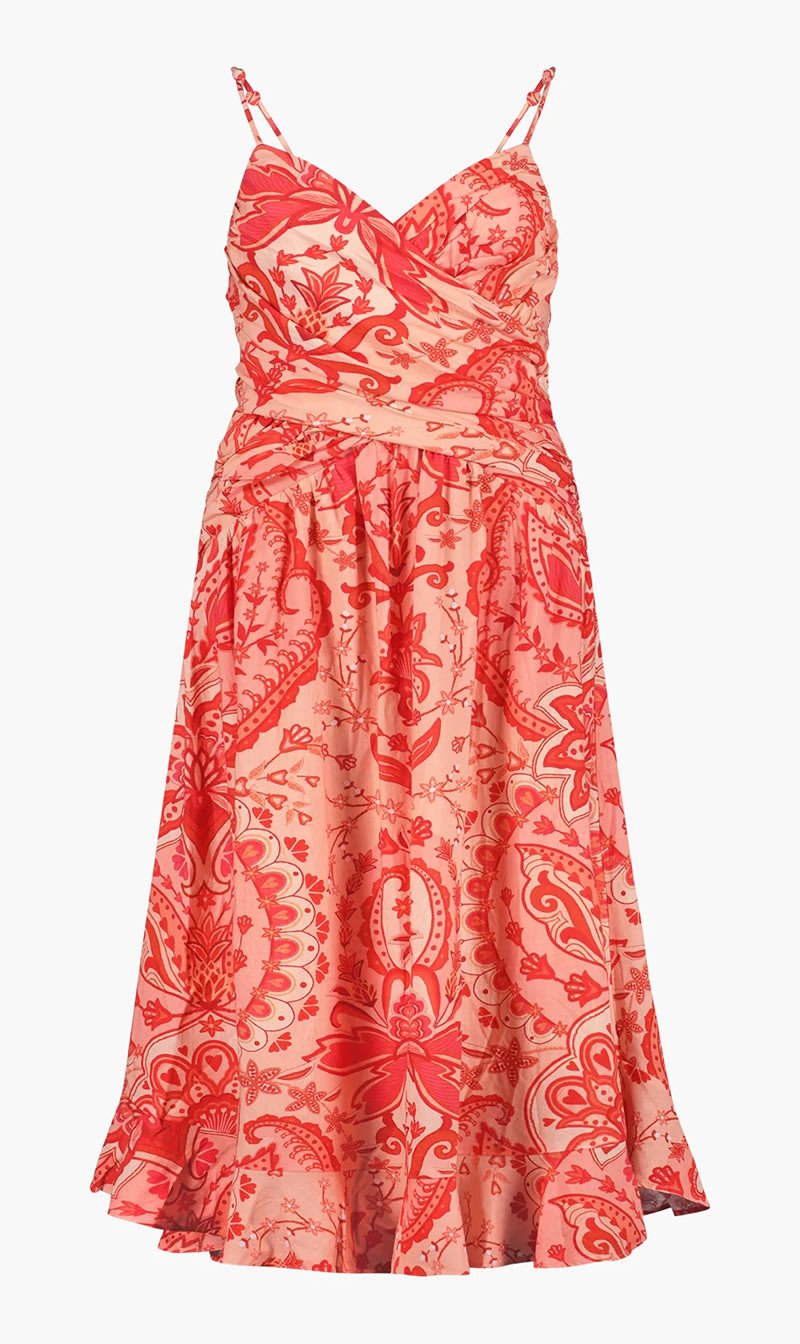 

Farm Rio Red Crossed Over Maxi Dress for Women | The Deal Outlet