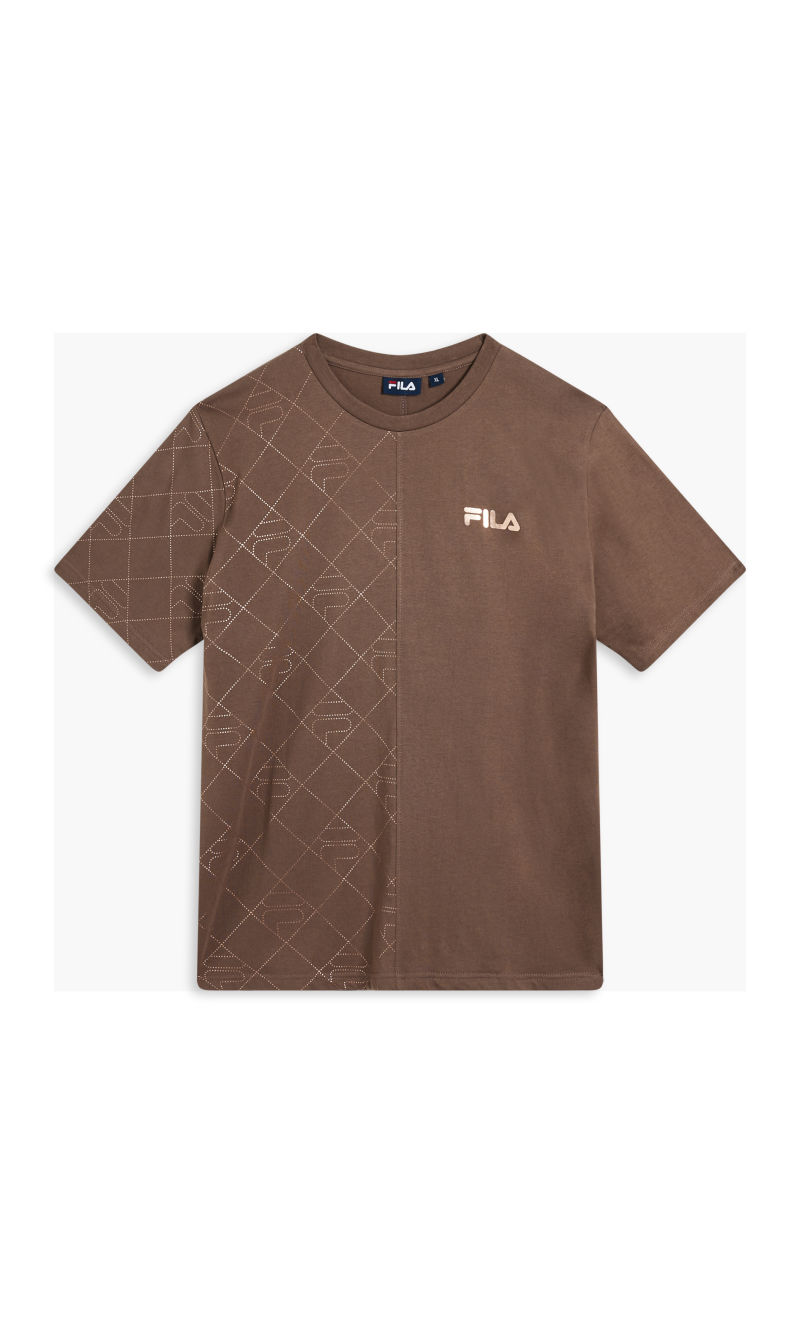 

Fila Brown Ss Crew Necktee Half Aop Panel for Women | The Deal Outlet