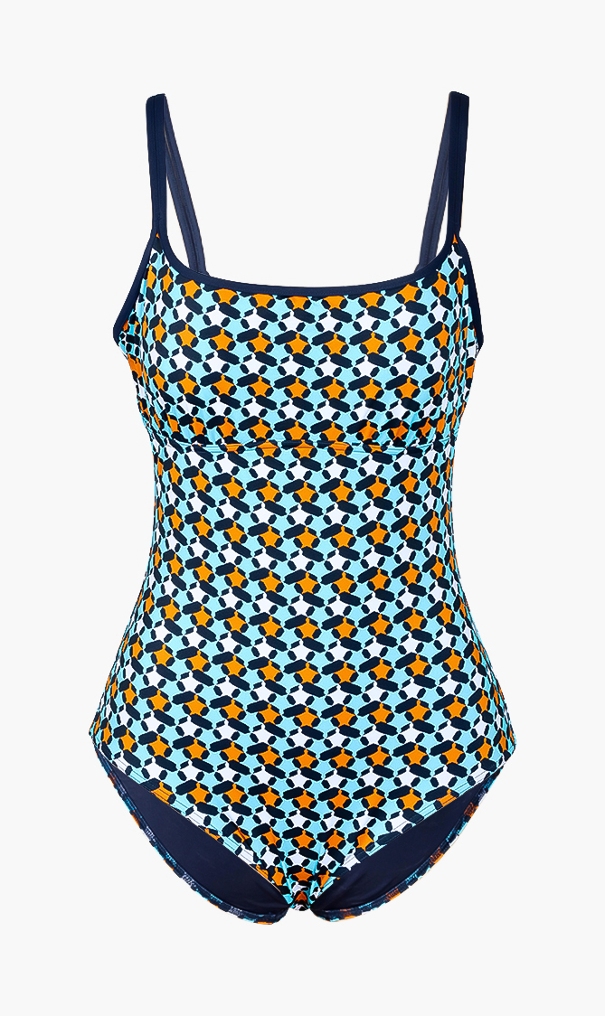 

Feria Turtle Star Bustier One-piece Swimsuit, Blue