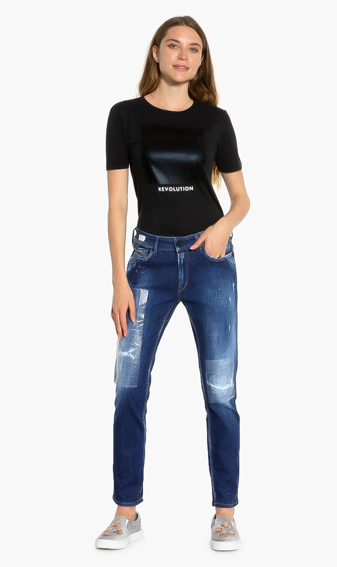 

Paint-splatter Skinny Jeans, Blue
