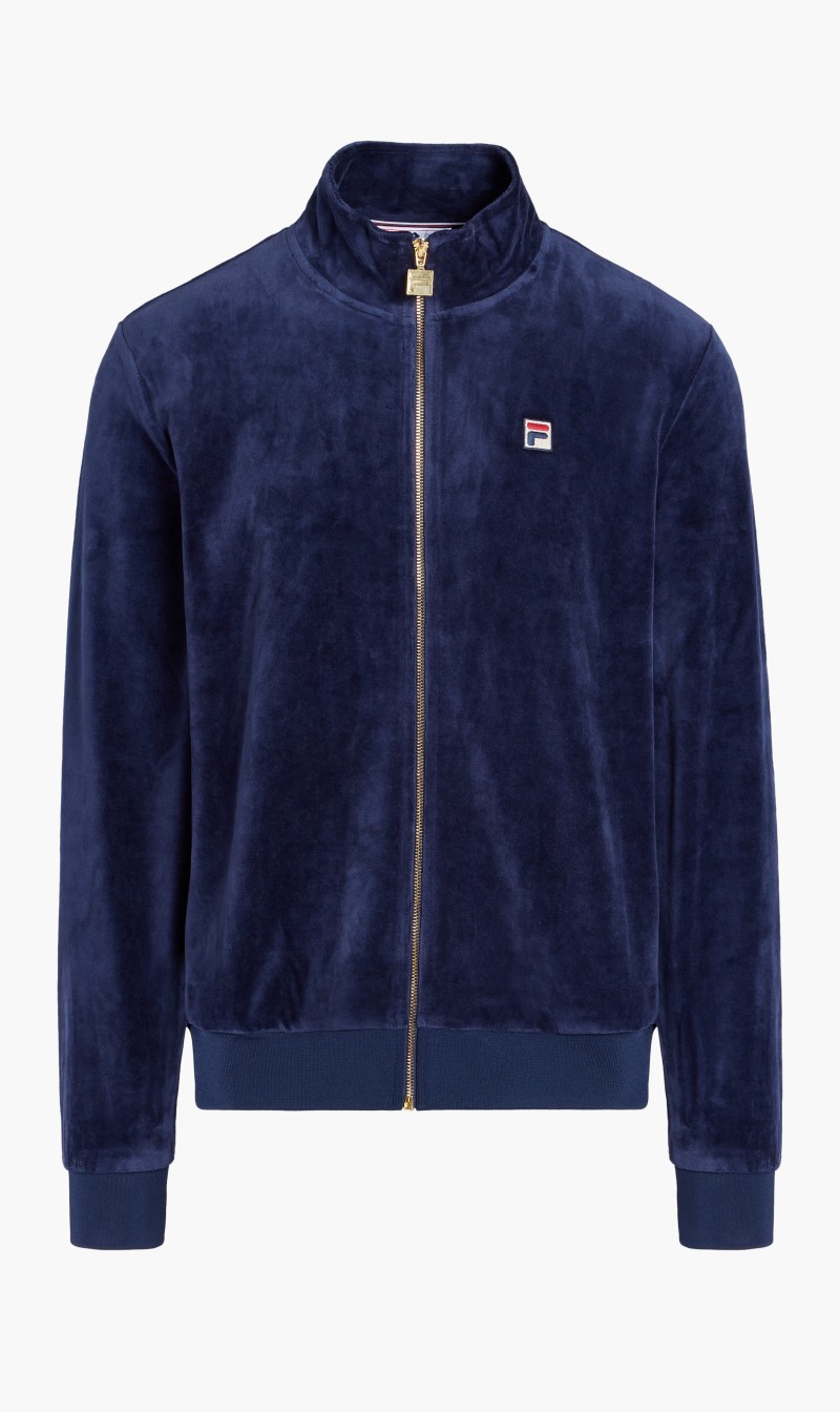 

Fila Blue Marc Velour Track Jacket With Gold Trims for Men | The Deal Outlet