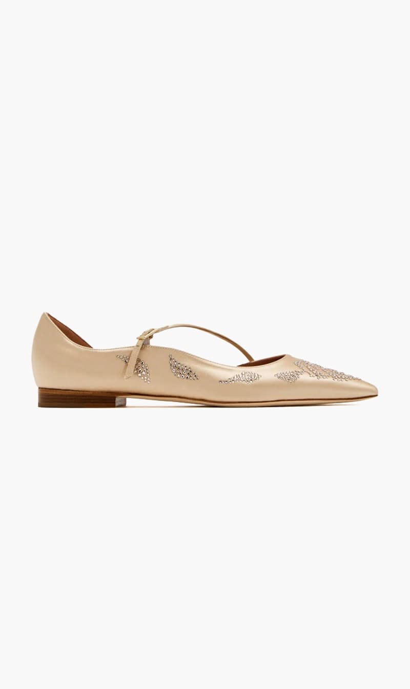 

Malone Souliers Gold Bettina Ballerinas for Women | The Deal Outlet
