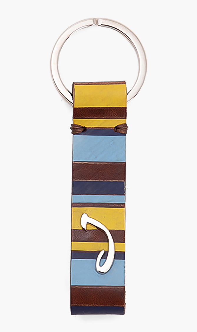 

Stripes Leather Key Ring, Multi-color