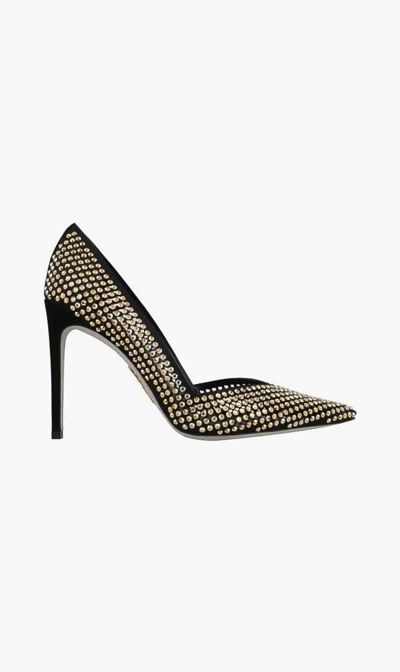 

Rene Caovilla Black Black Satinmetallic Sunshine Strass for Women | The Deal Outlet