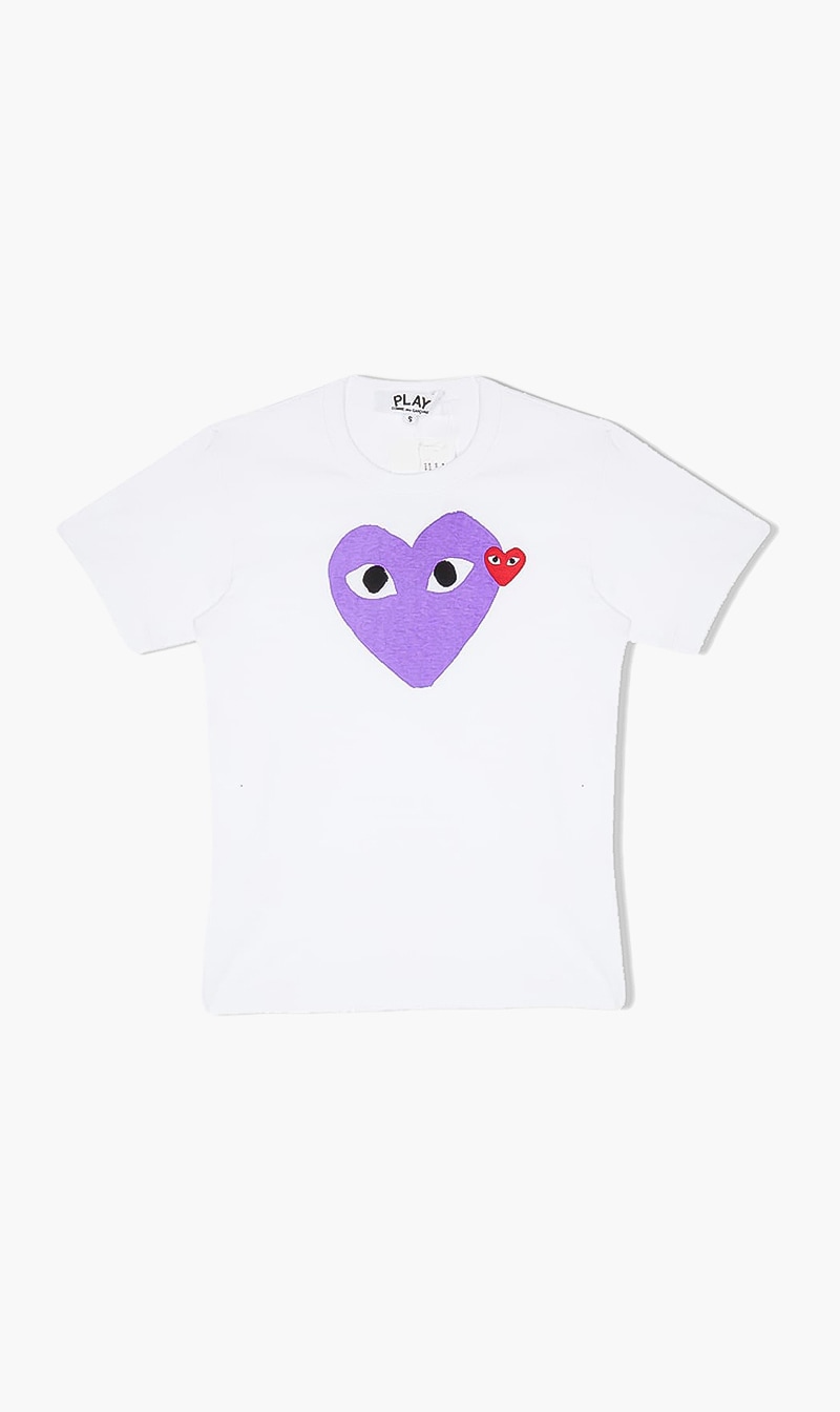 

449 Purple Contrast Heart Print T-shirt for Women | The Deal Outlet