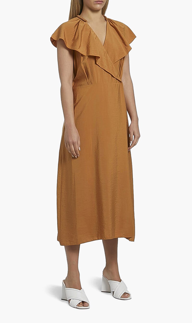 

Midi Wrap Dress, Brown