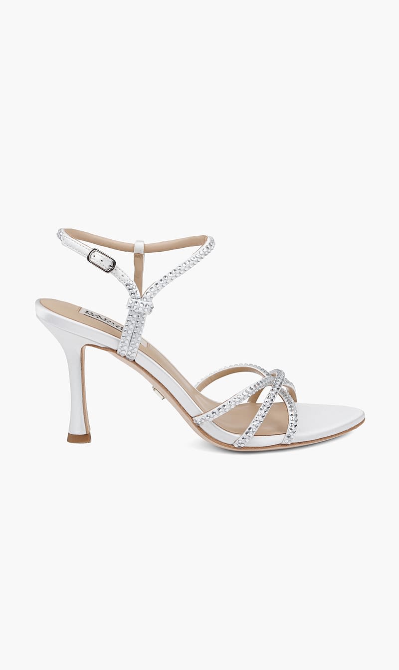

Badgley Mischka White Julietta Strappy Sandal for Women | The Deal Outlet